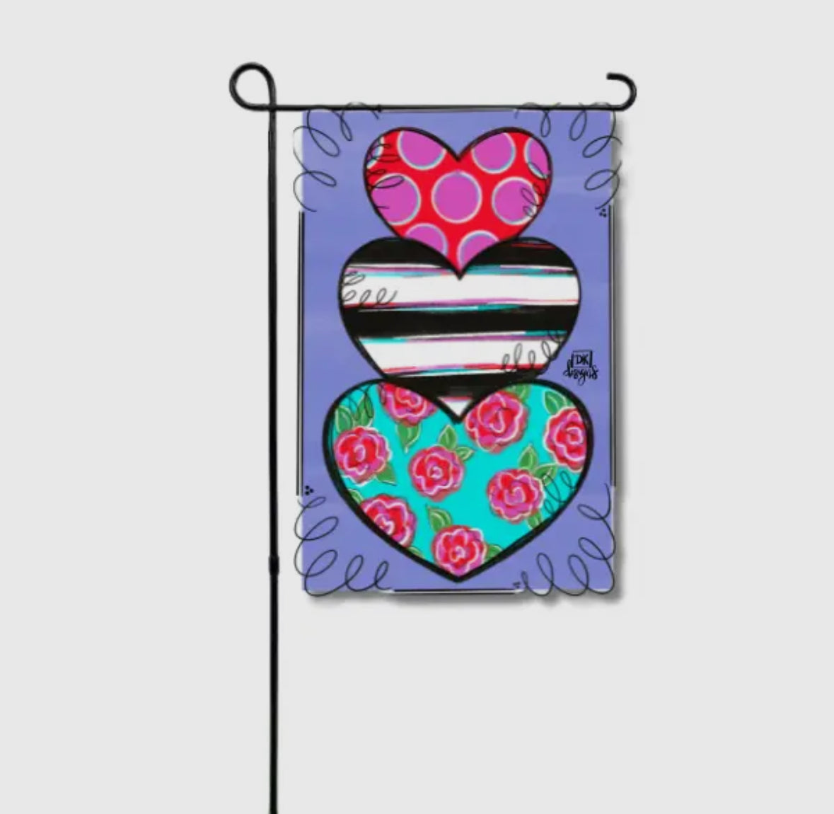 Floral Heart Stack Garden Flag