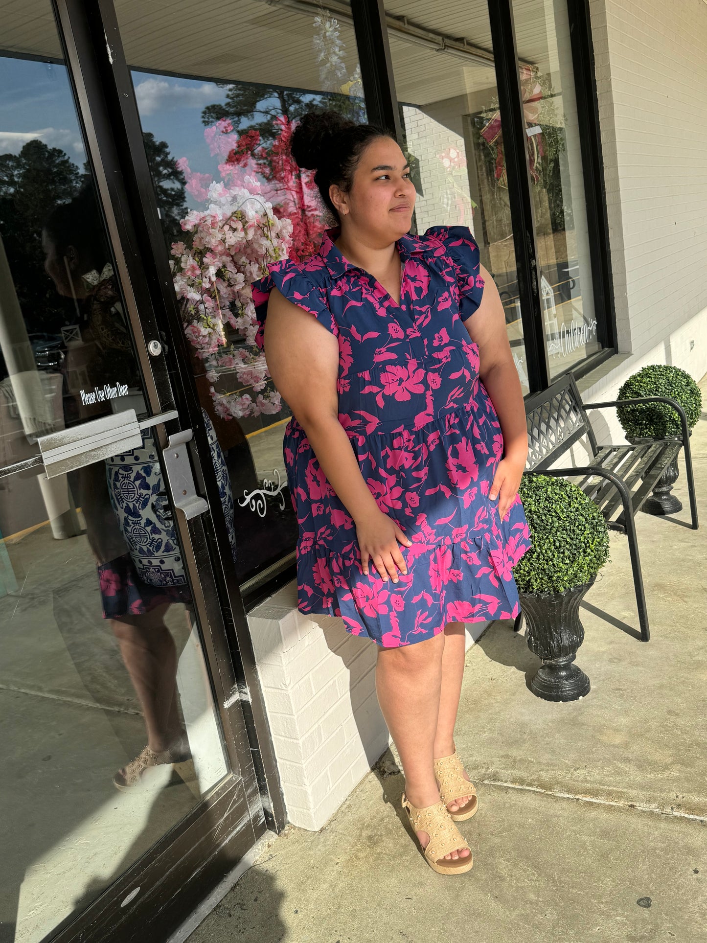 Navy Blossom Breeze Dress