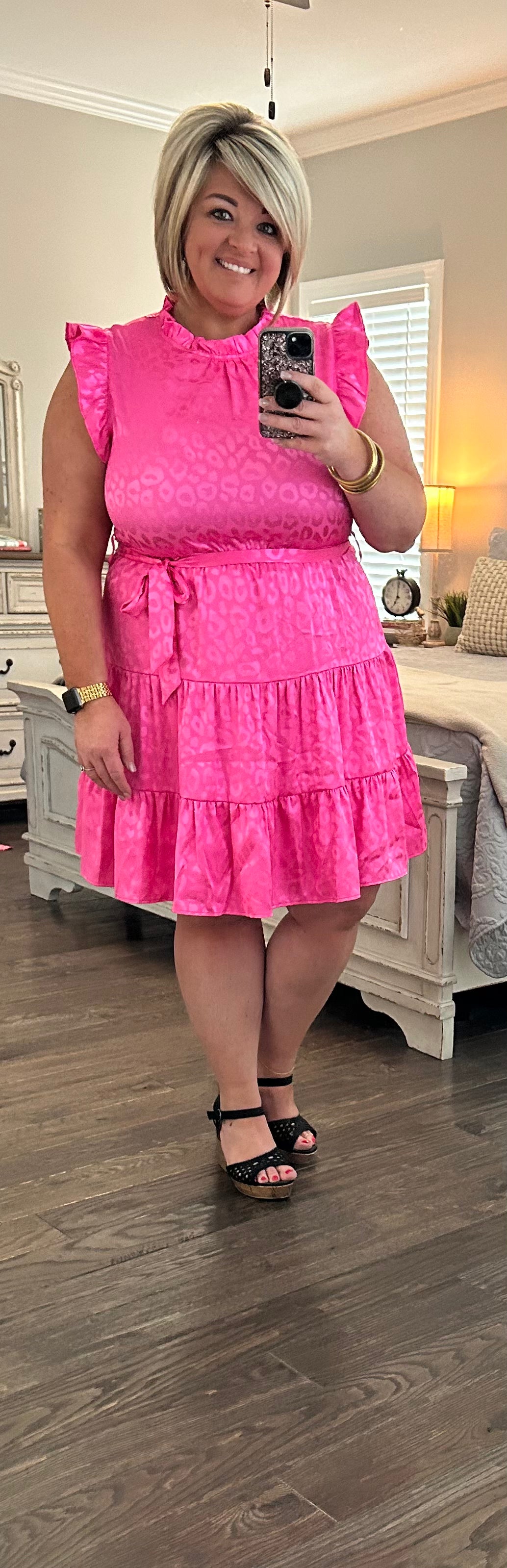 Satin Pink Tiered Dress