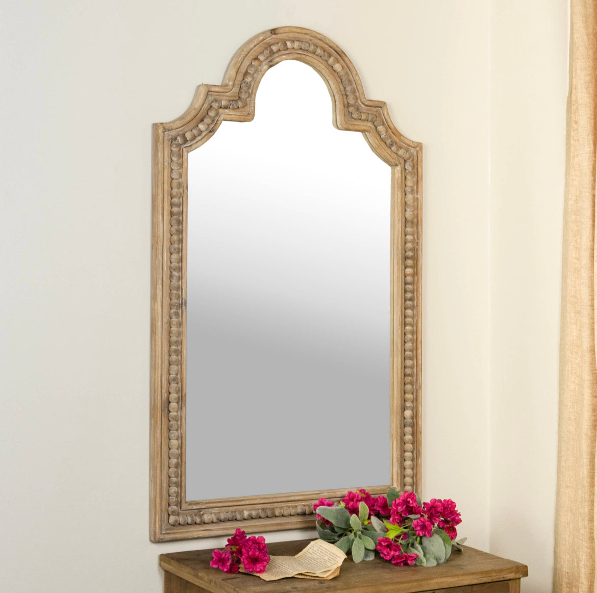 Beaded Wood Mirror