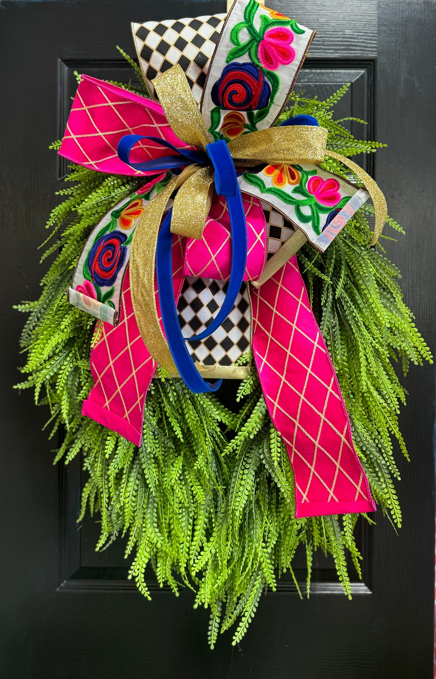 Beaded Grass Fern Wreath (Bows sold separately)