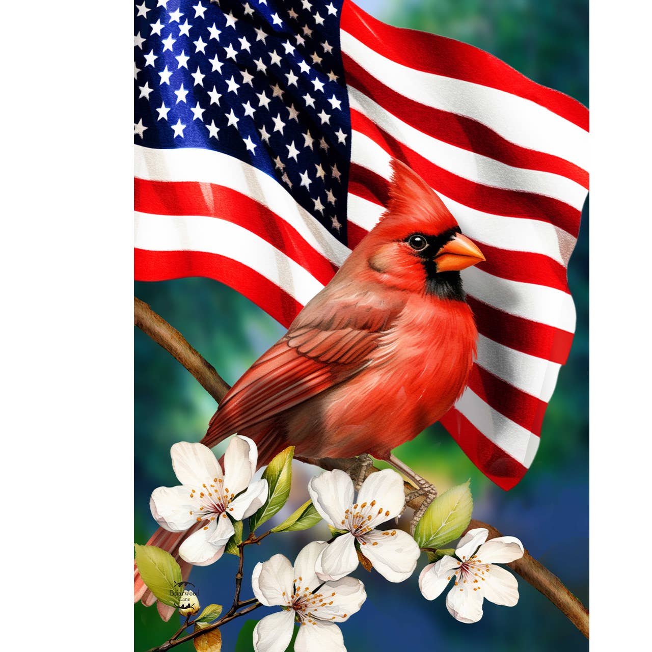 American Floral Cardinal House Flag