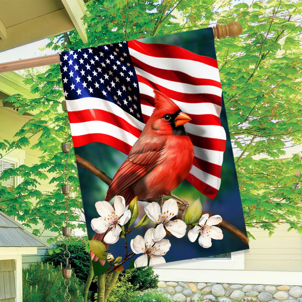 American Floral Cardinal House Flag