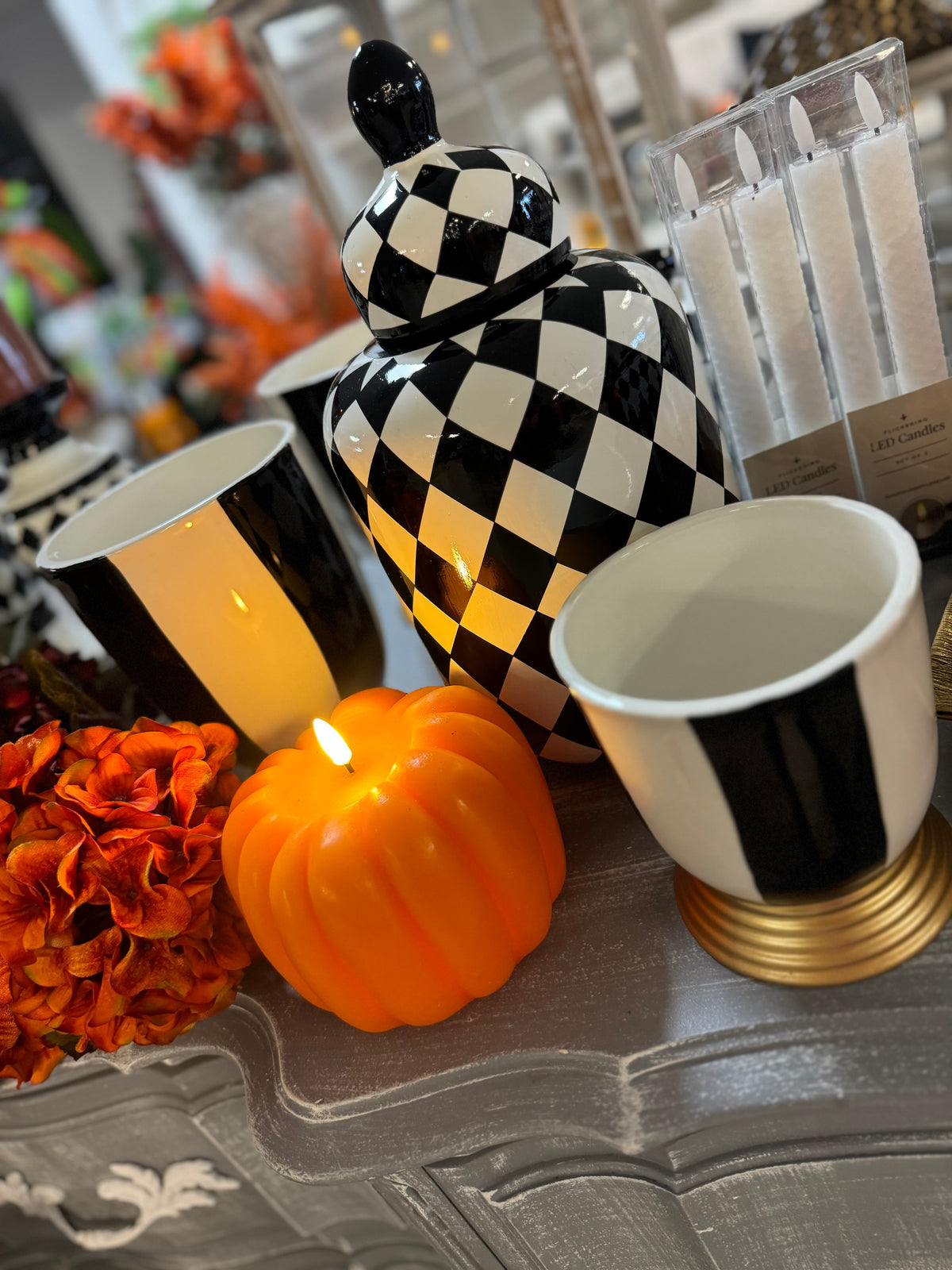 5” Orange led flicker flame pumpkin