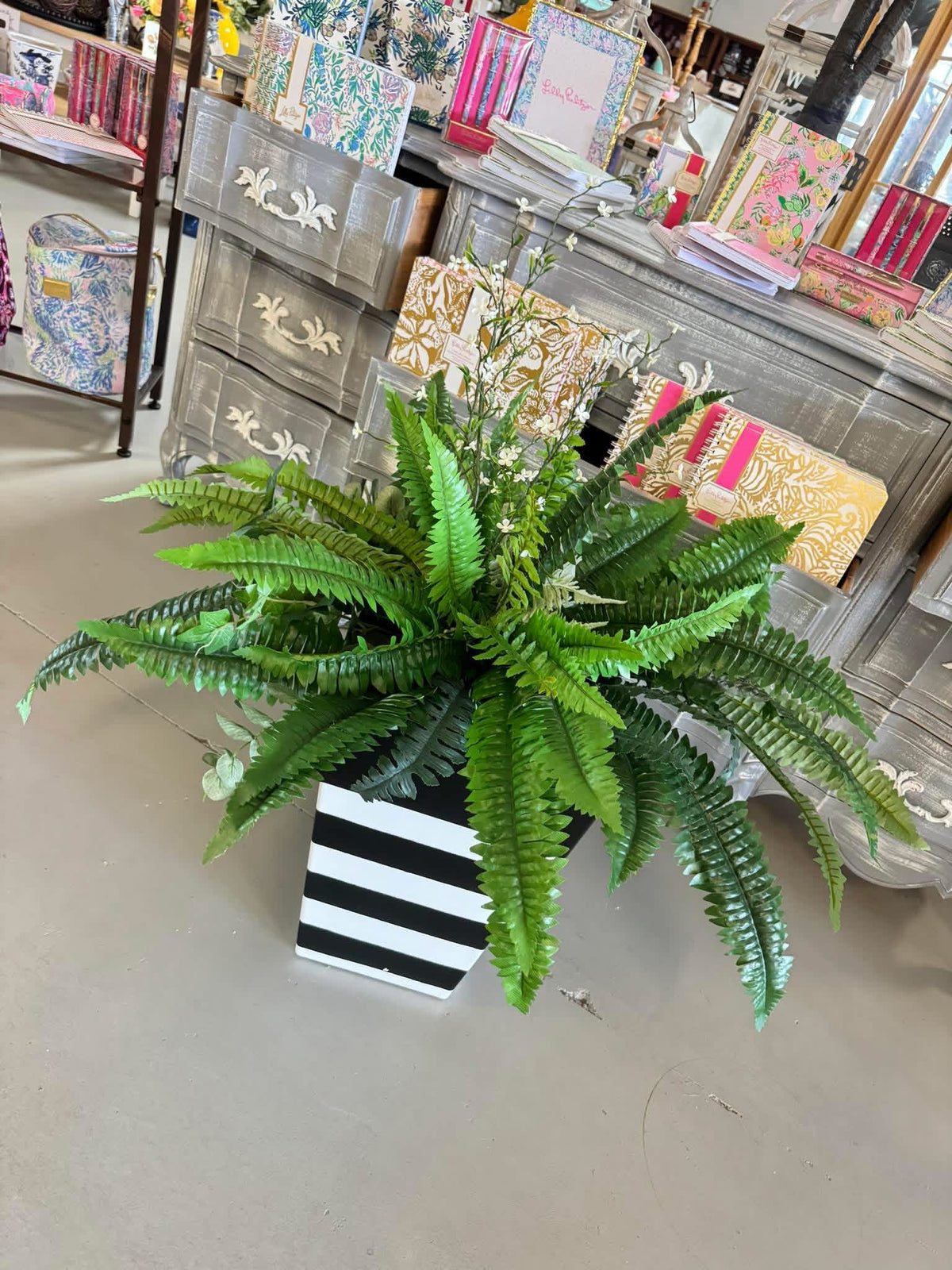 Hand painted square planter (greenery sold separately)