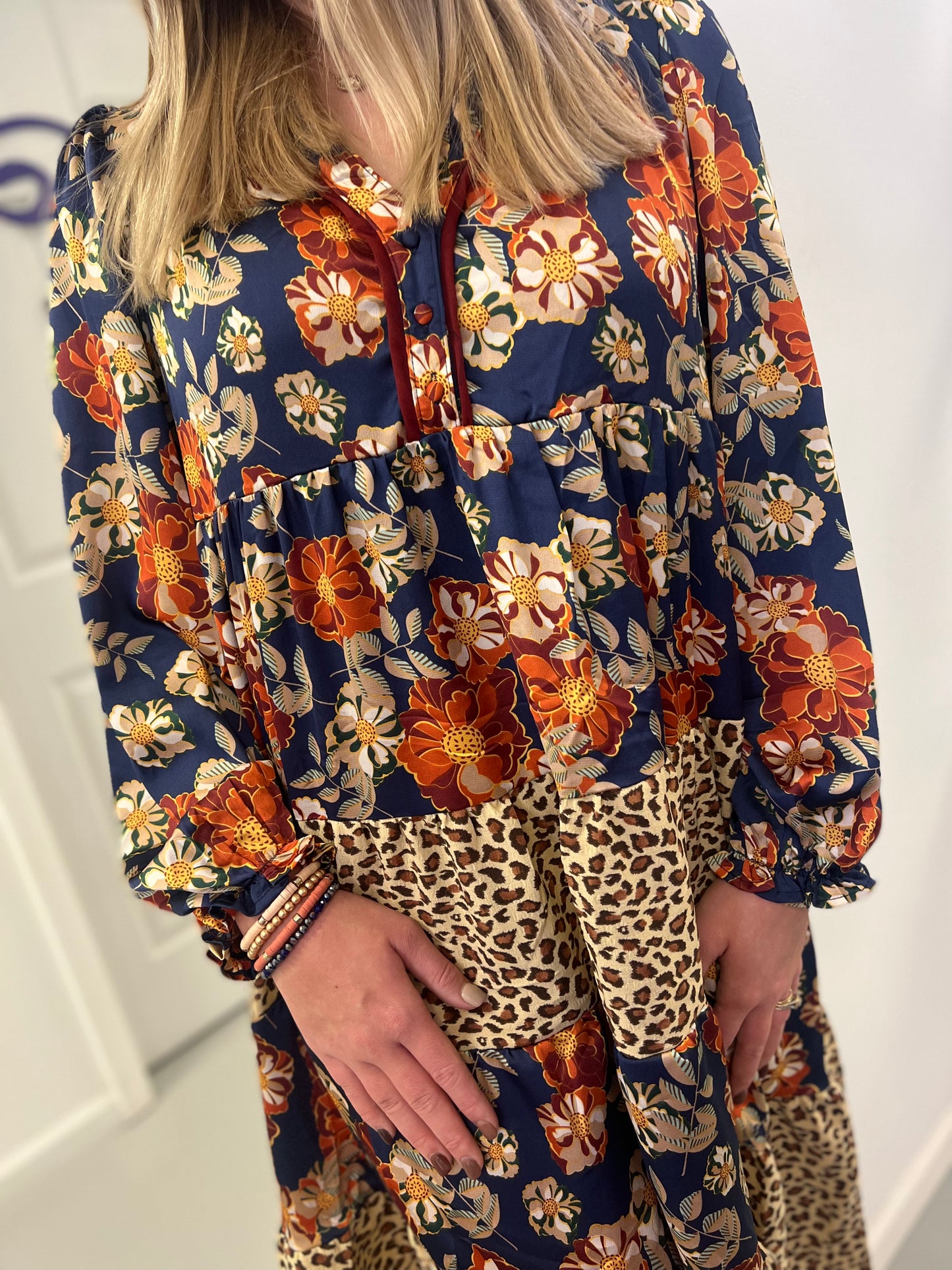 Leopard Floral Midi Dress