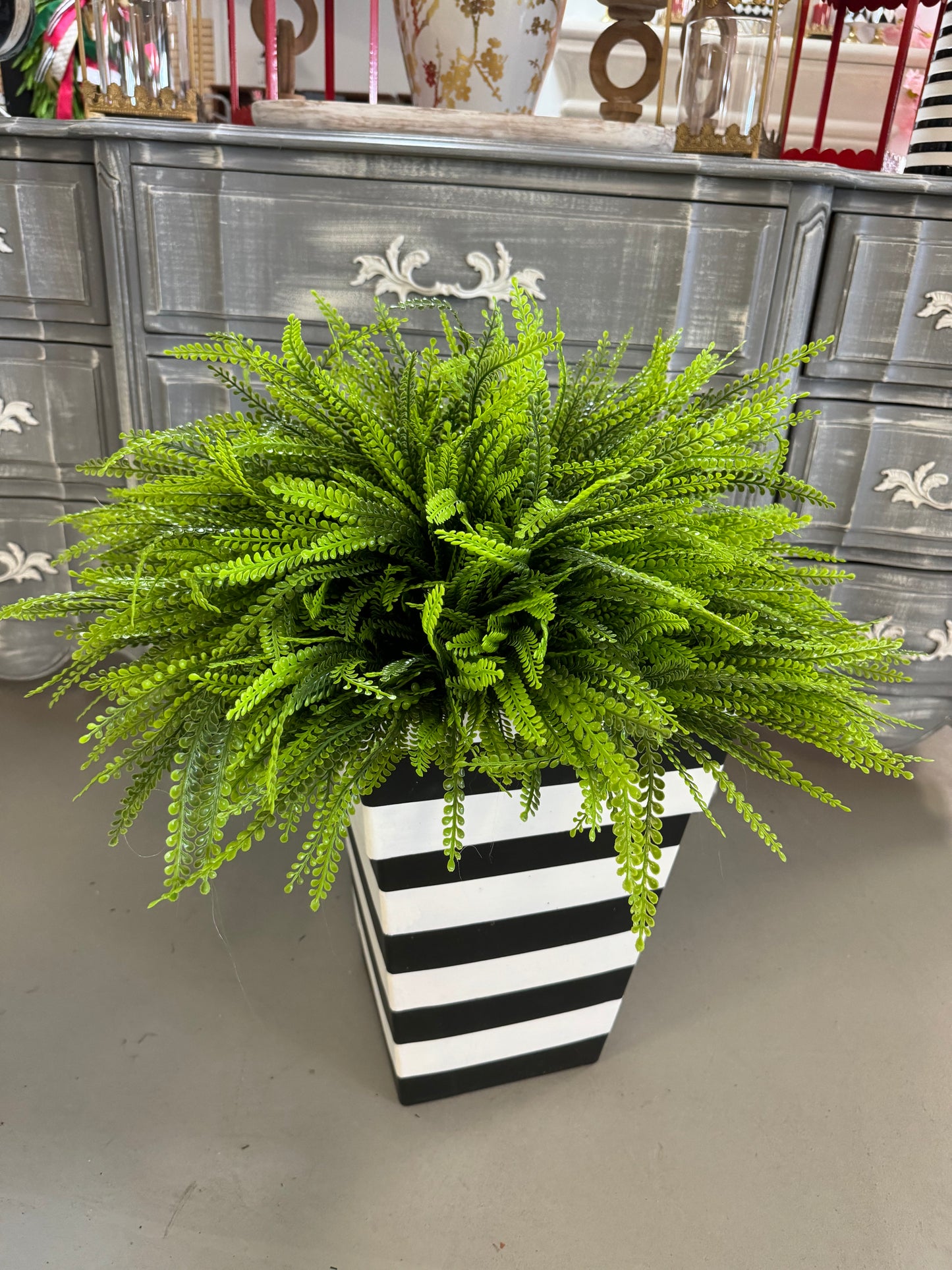 Hand painted square planter (greenery sold separately)