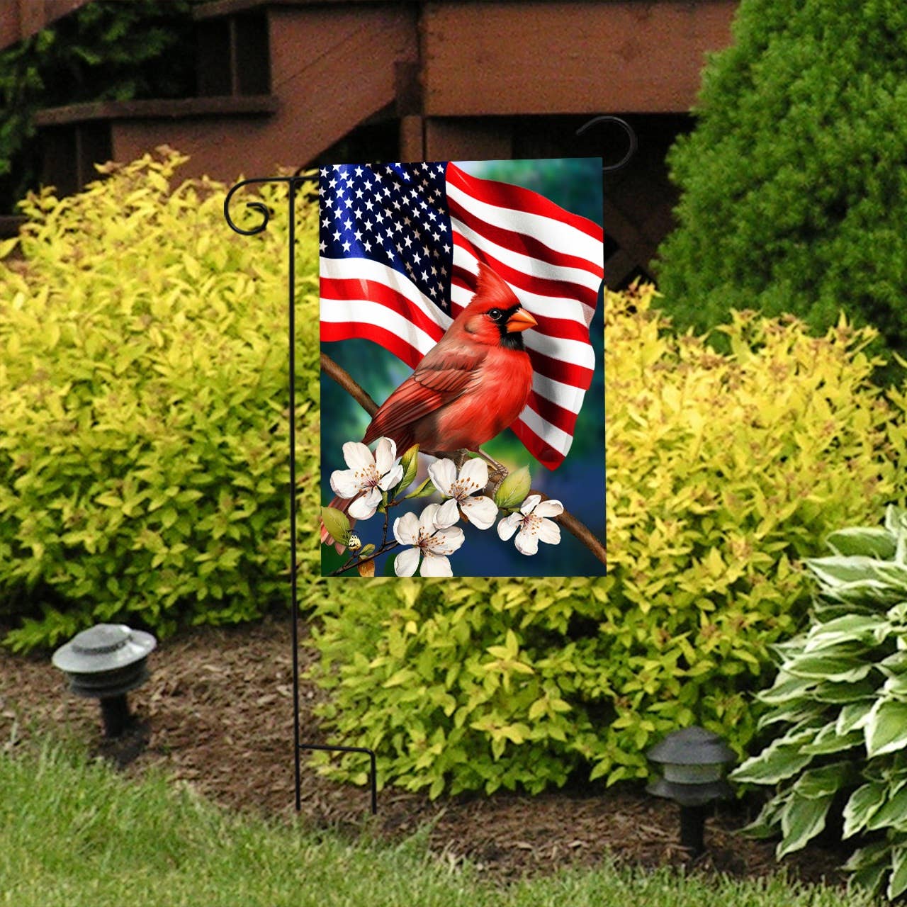 American Floral Cardinal Garden Flag