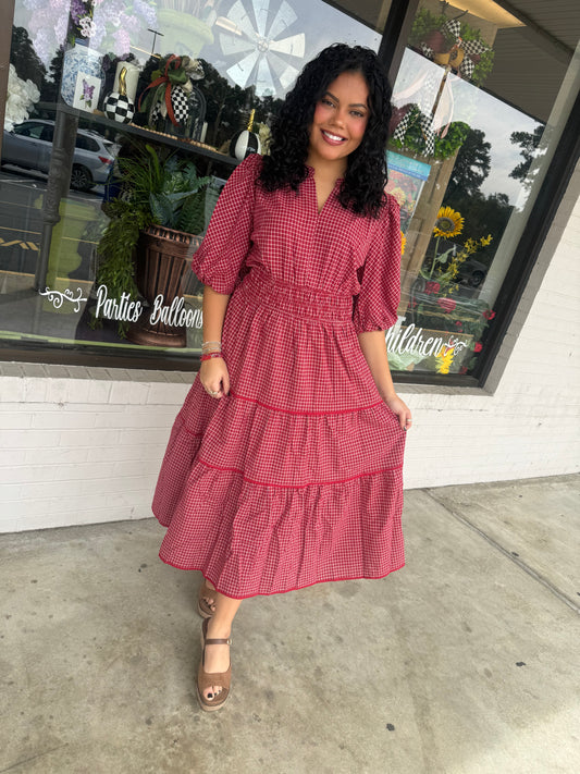 Crimson Plaid Dress