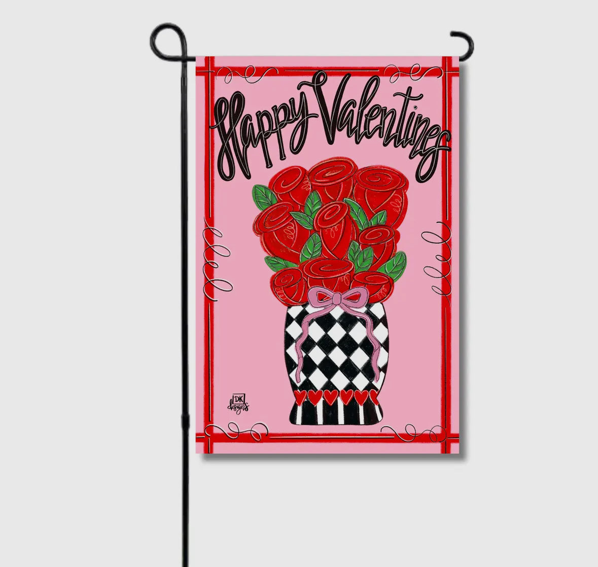 Harlequin Rose Vase Garden Flag