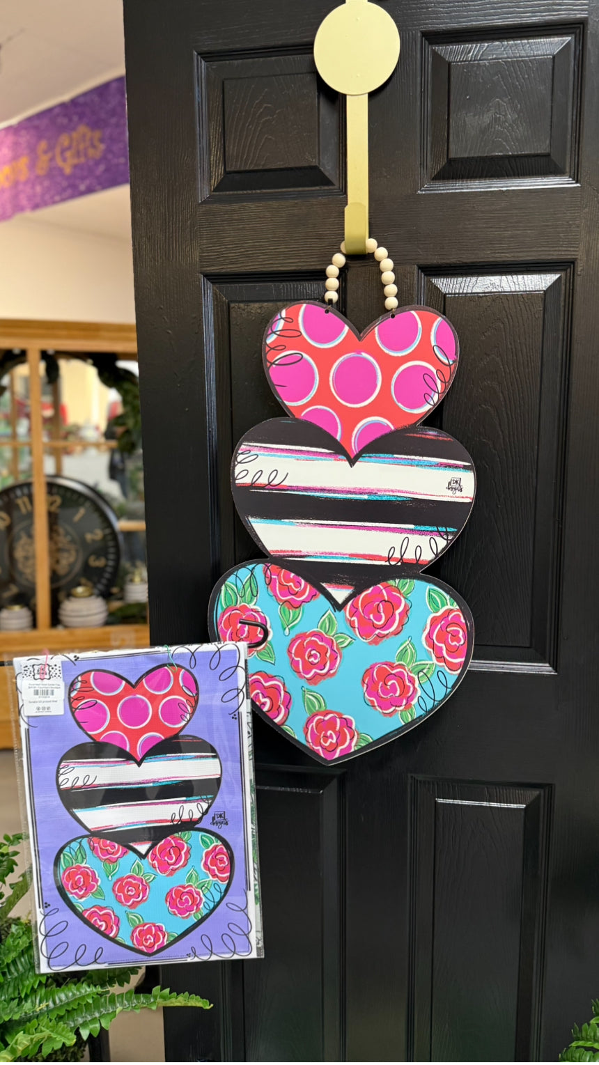 Floral Heart stack Door Hanger