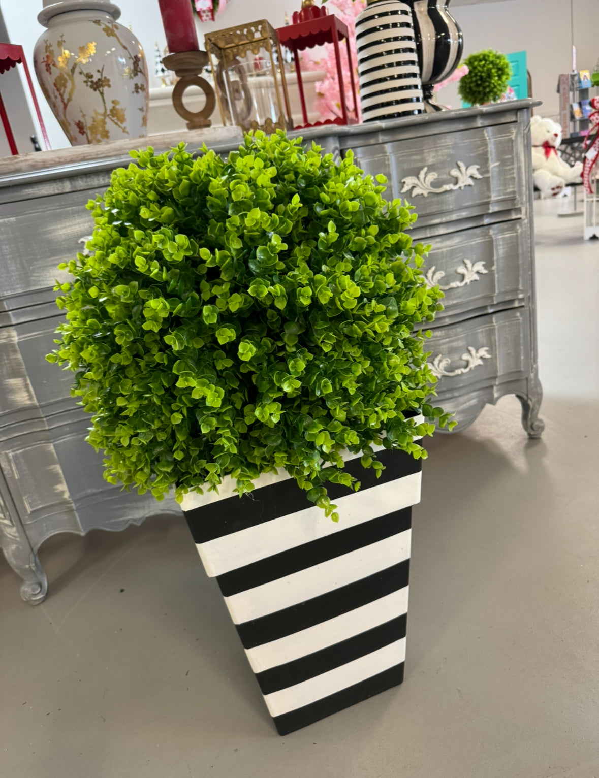Hand painted square planter (greenery sold separately)