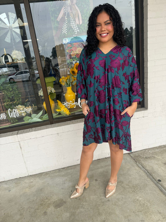 Fall in Teal Dress