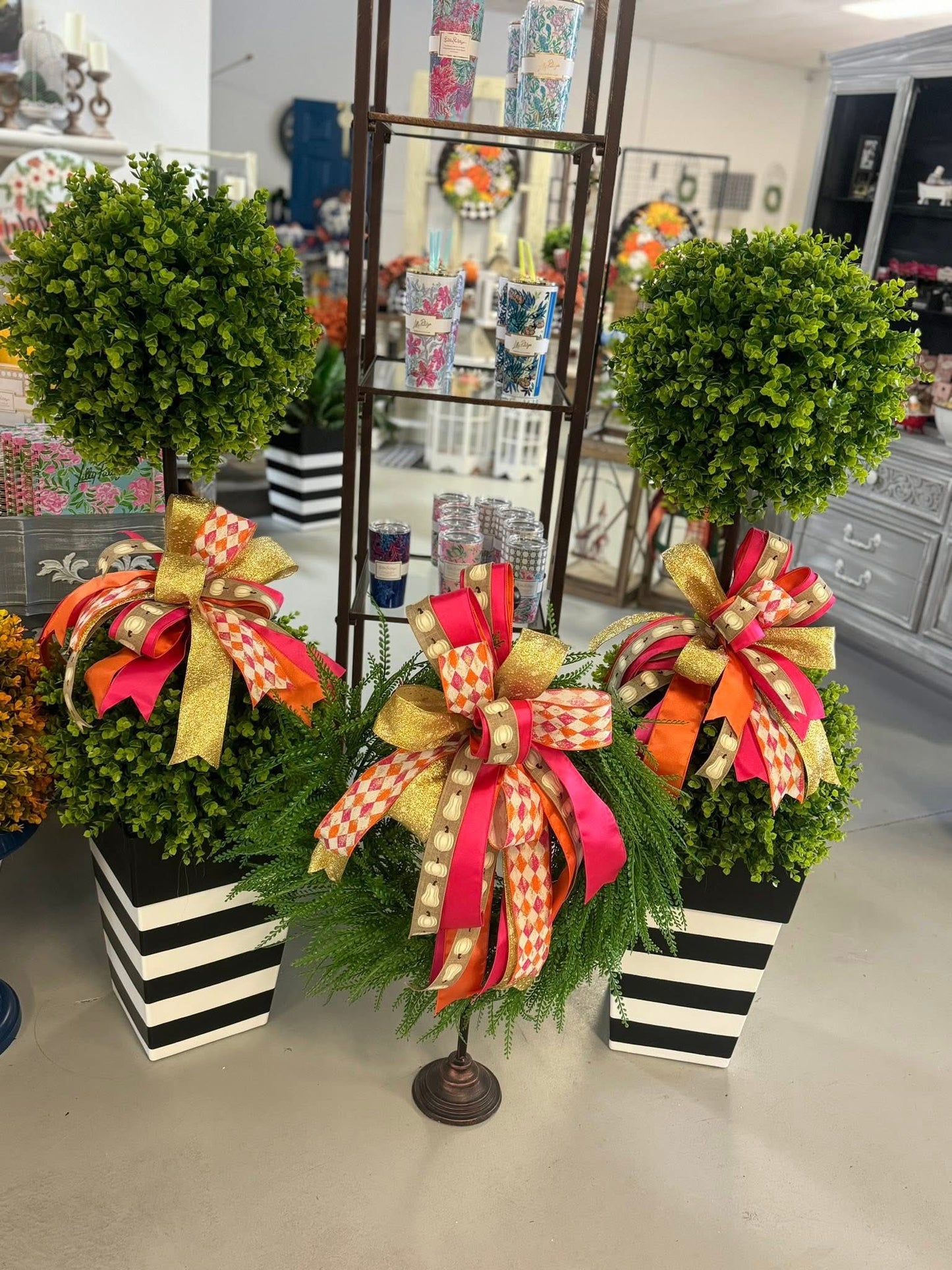 Hand painted square planter (greenery sold separately)