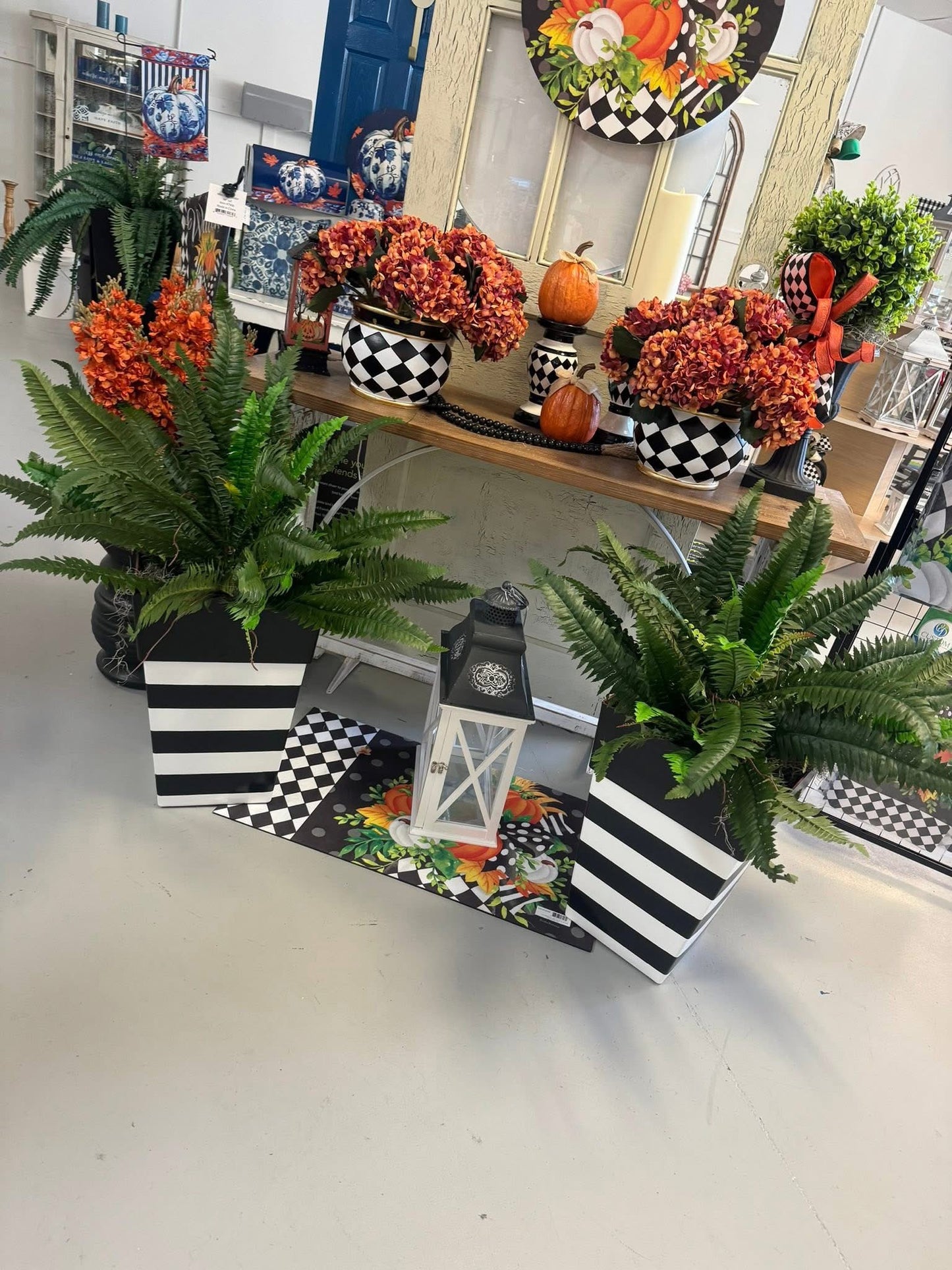 Hand painted square planter (greenery sold separately)