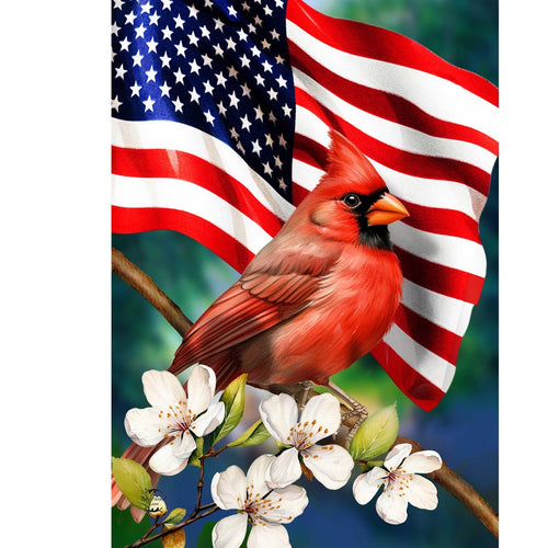 American Floral Cardinal Garden Flag