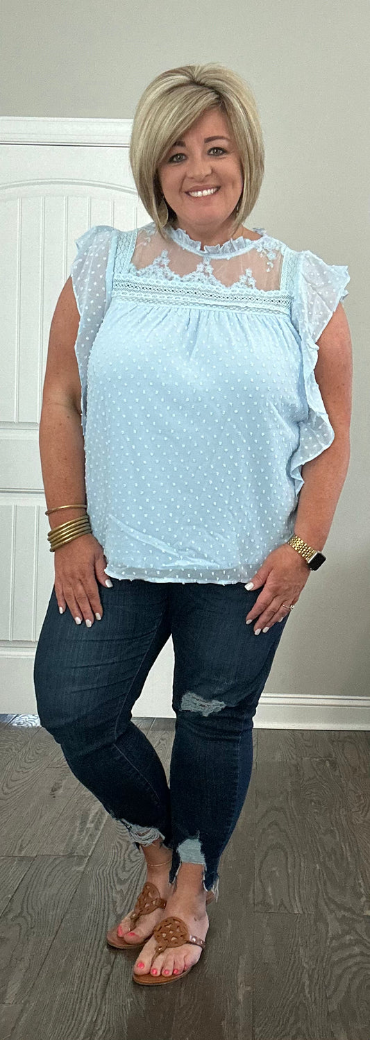 Blue of the Season Lace Top