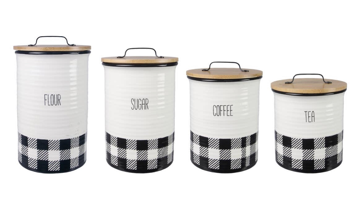 Ceramic Buffalo Plaid Canister Set