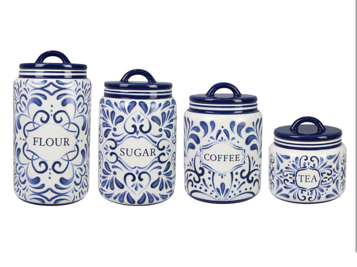 Ceramic Blue Willow Canister Set